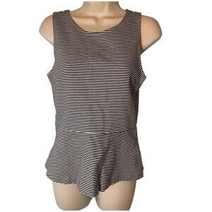 J. Crew Women's Peplum Top Sleeveless Striped Size XS Preppy Coastal Office